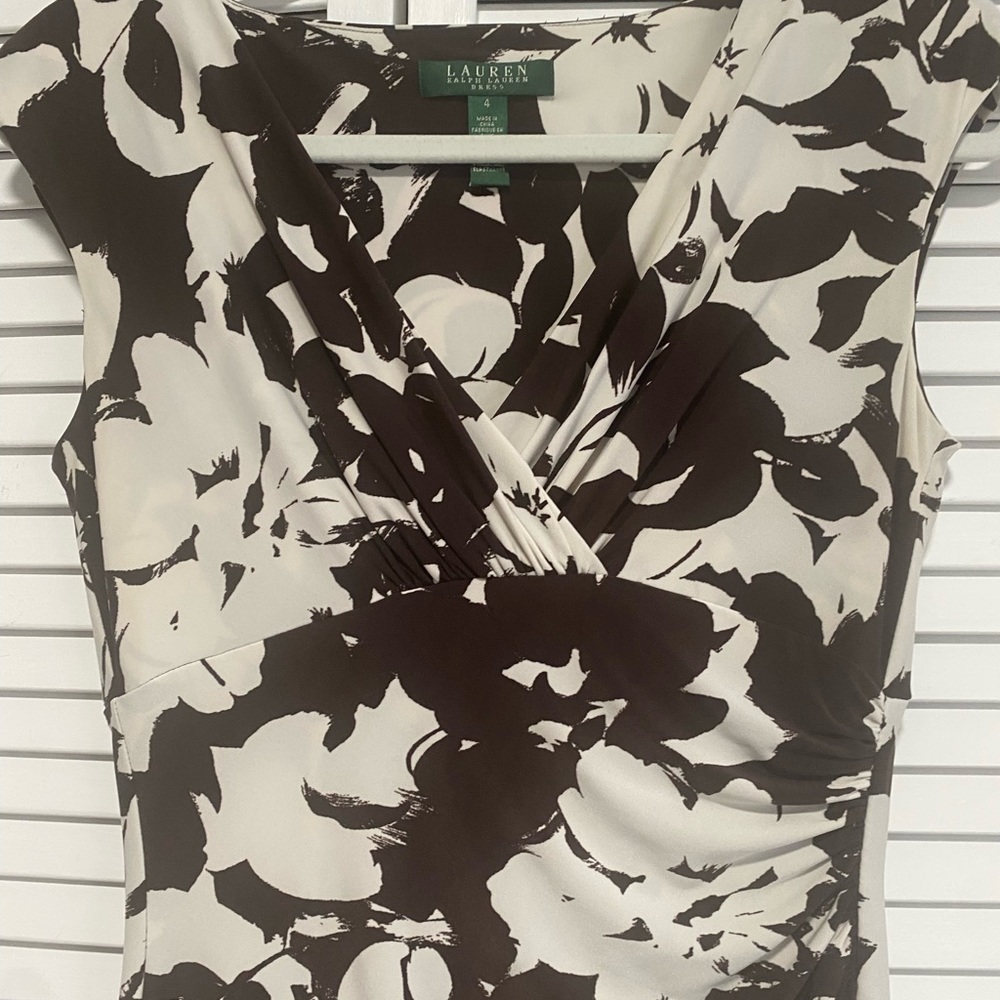 Lauren Ralph Lauren Body Con Dress Brown and Beige Size 4 - Picture 13 of 13